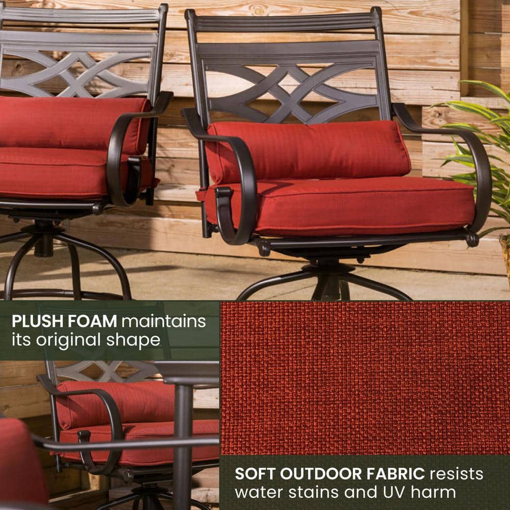 Montclair 5-Piece Steel Outdoor Dining Set with Chili Red Cushions