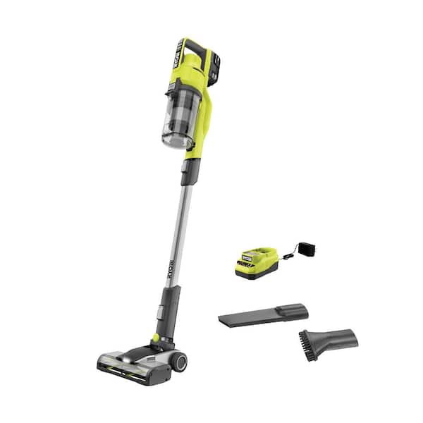 RYOBI ONE+ 18V Cordless Stick Vacuum Cleaner Kit with 4.0 Ah Battery and Charger