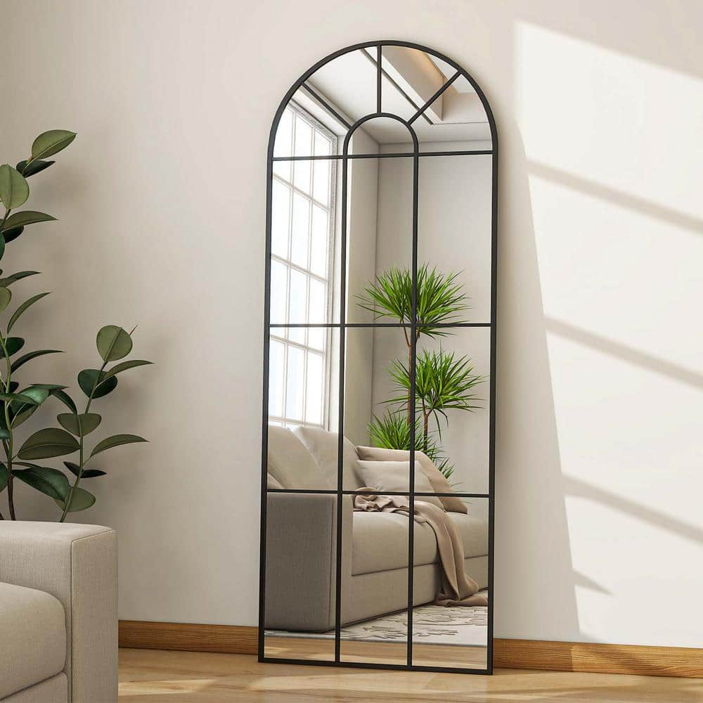 XRAMFY 23 in. W x 65 in. H Arched Black Metal Framed Decorative Full ...