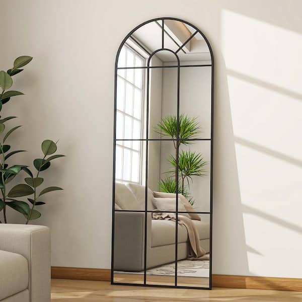 XRAMFY 23 in. W x 65 in. H Arched Black Metal Framed Decorative Full ...