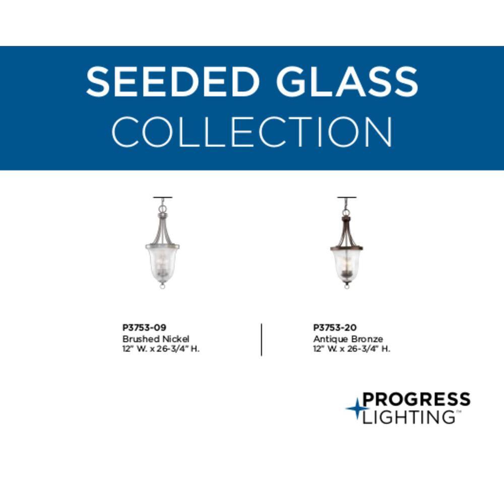 Antique Bronze Seeded Glass 3-Light Pendant