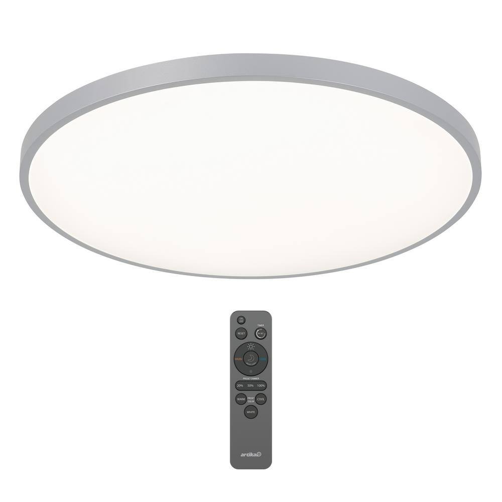 Artika Europa 21 in. 1-Light Chrome Selectable LED Flush Mount CL-ERR ...