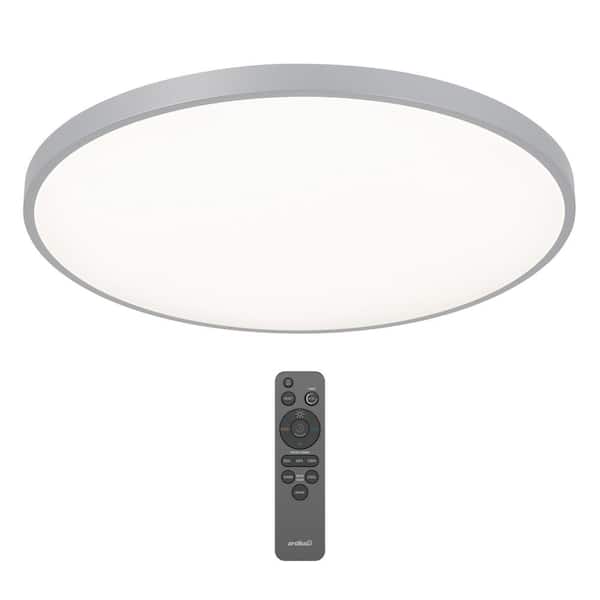 Artika Europa 21 in. 1-Light Modern Silver Integrated LED 3 CCT Flush Mount Ceiling Light Fixture for Kitchen or Bedroom