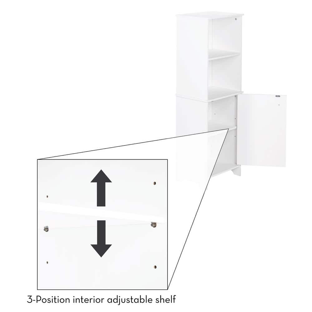 Medford Traditional Tall White Floor Cabinet with Adjustable Shelving