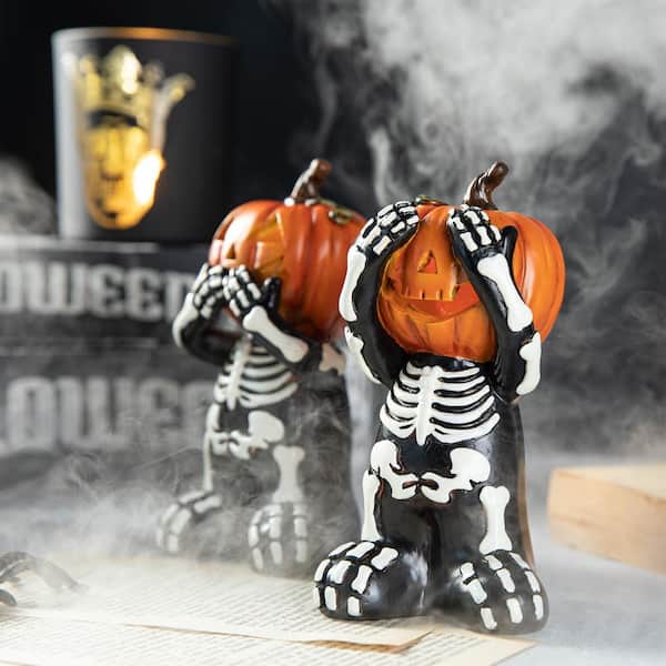 5.75 in. H Halloween Resin Skeleton Pumpkin Table Decor (Set of 3)