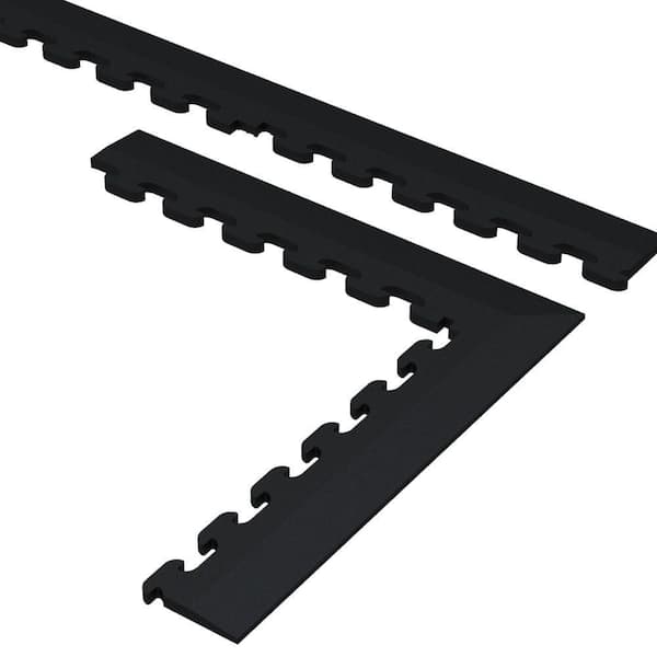 Norsk 9.5 in. x 18.5 in. Black Multi-Purpose Commercial PVC Garage Flooring Tile Trim Kit (20 sq. ft.)
