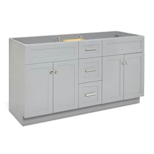 Hamlet 60 in. W x 21.5 in. D x 34.5 in. H Double Freestanding Bath Vanity Cabinet without Top in Grey