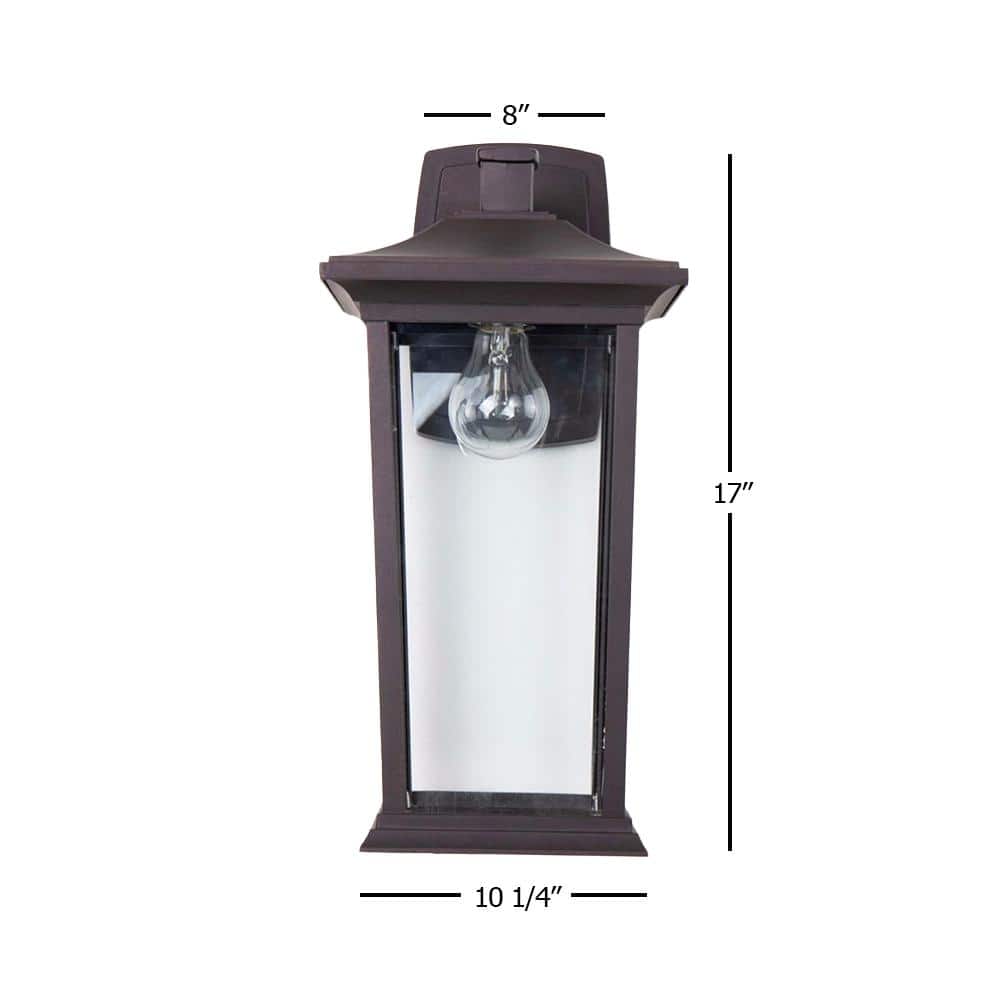 Elegant Modern 17" Bronze and Black Dimmable Sconce with Clear Glass