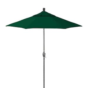 7.5 ft. Grey Aluminum Market Patio Umbrella with Crank Lift and Push-Button Tilt in Forest Green Pacifica Premium