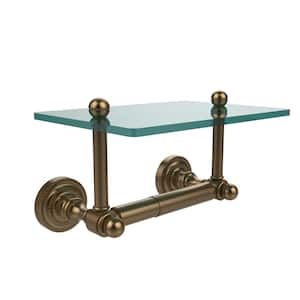Dottingham Collection Double Post Toilet Paper Holder with Glass Shelf in Brushed Bronze
