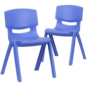 2 Pack Blue Plastic Stackable School Chair with 13.25 in. Seat Height