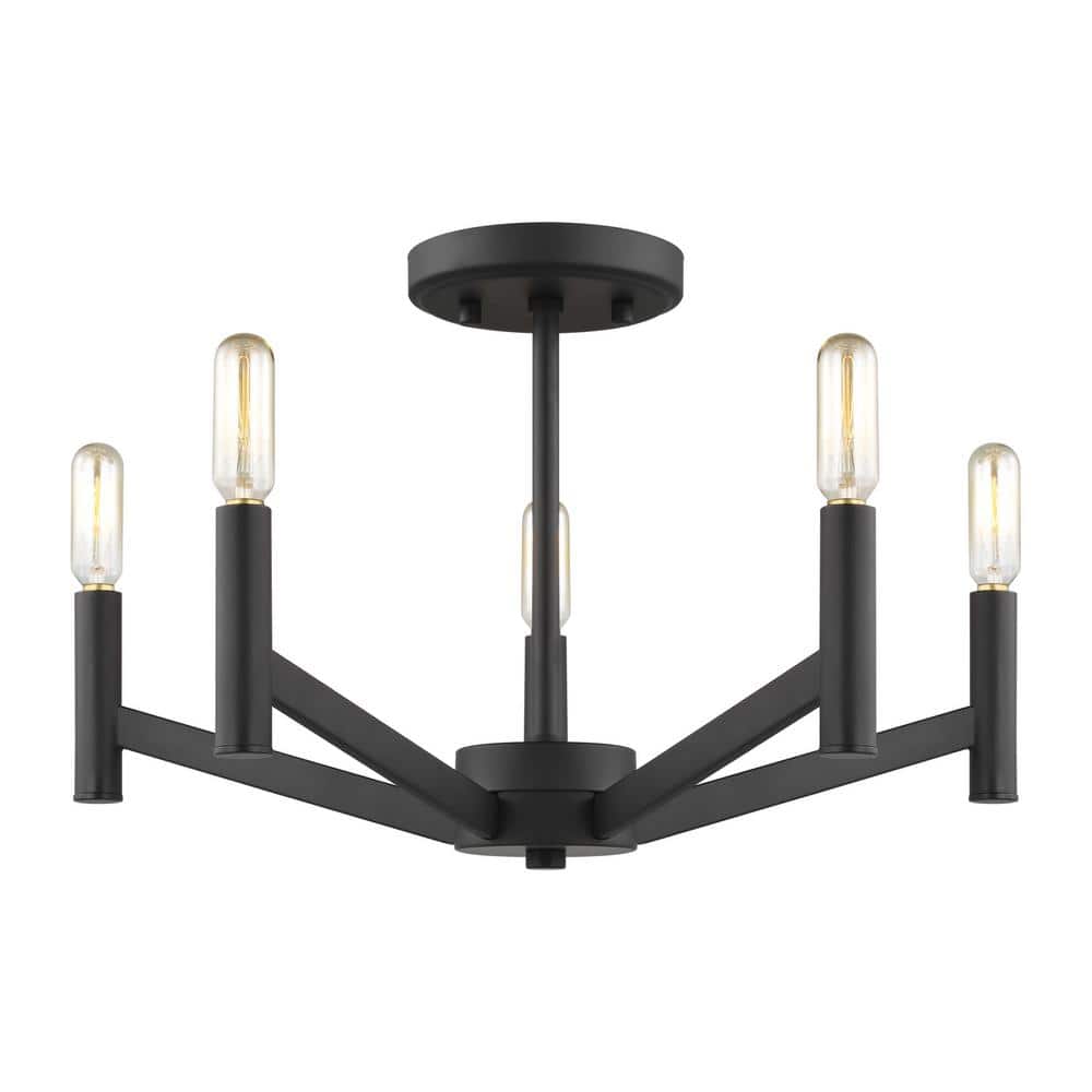 Midnight Black 18" 5-Light Semi-Flush Mount Ceiling Fixture
