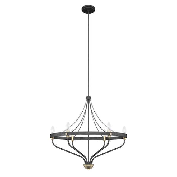 Merlin 6-Light Rustic Iron Wagon Wheel Chandelier