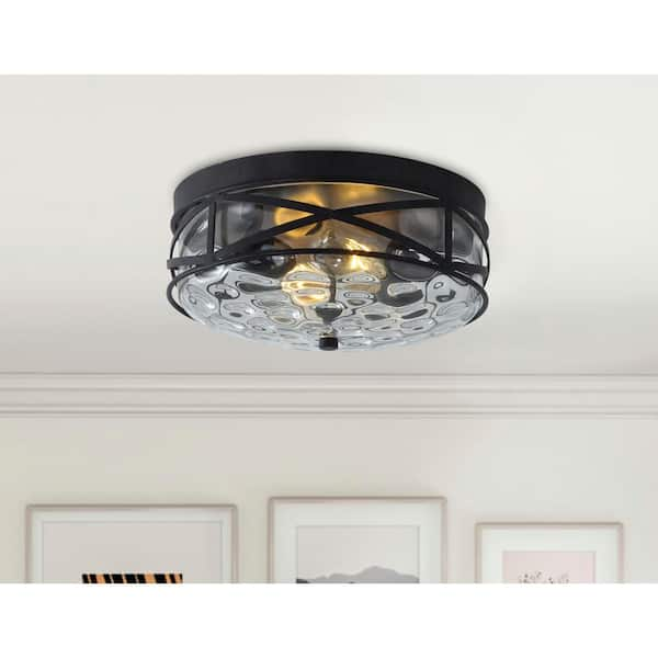 aiwen 11.4 in. 2-Light Farmhouse Flush Mount Ceiling Light Fixture