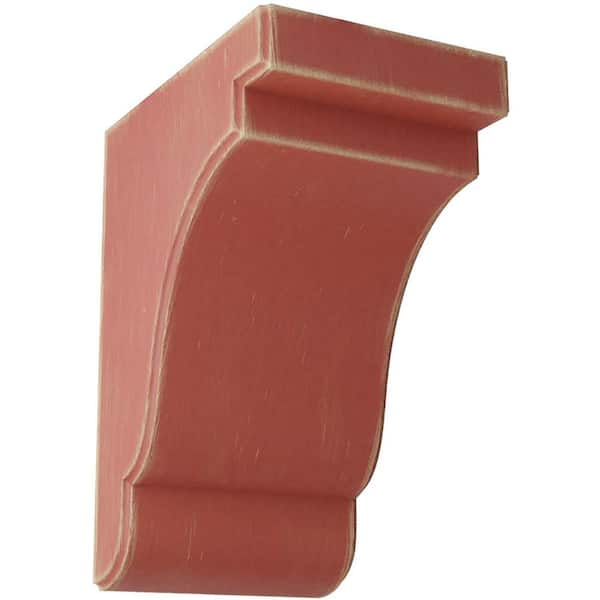 Ekena Millwork 5-1/4 in. x 9-1/2 in. x 7-1/4 in. Salvage Red Bedford Wood Vintage Decor Bracket