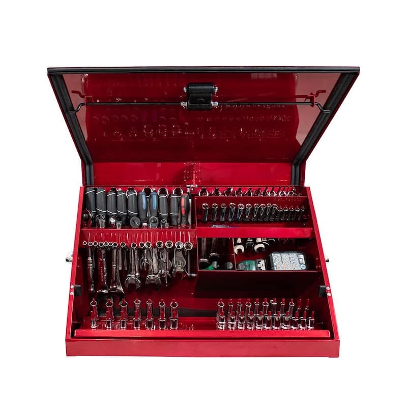 31 in. W x 16 in. D Portable Metallic Red Triangle Top Tool Chest for Sockets, Wrenches and Screwdrivers