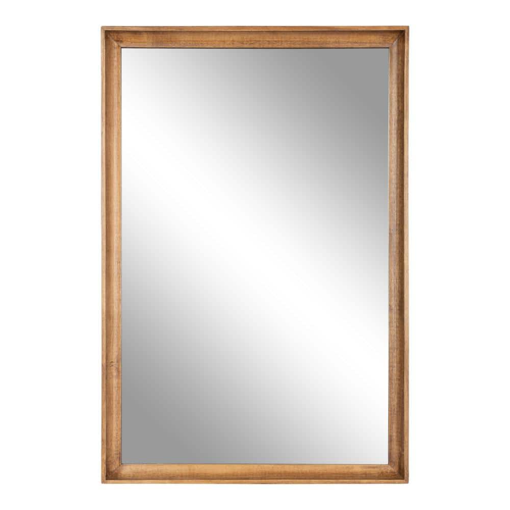 Rustic Brown Rectangular Wooden Wall Mirror 24" x 36"