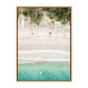 Sylvie "Tropical Beach from Above" by Amy Peterson Art Studio Framed Canvas Wall Art 23 in. x 33 in.