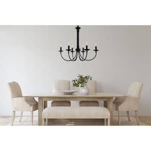 Candle 6-Light Black Farmhouse Chandelier for Dining Room
