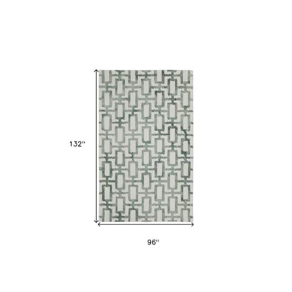 8 ft. x 11 ft. Green and Ivory Geometric Area Rug