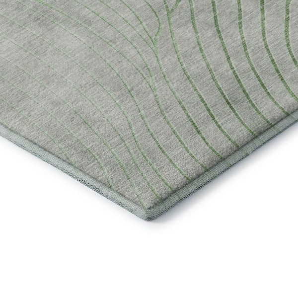 Mayfield Premium Machine Washable Abstract AMF2107 Aloe 5 ft. x 7 ft. 6 in. Area Rug
