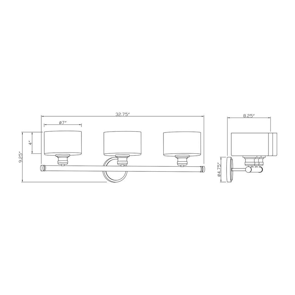 Zane Soft Gold 3-Light Vanity with Oversized Clear Glass Shades