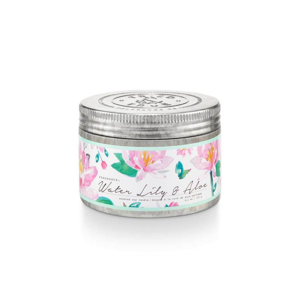 4.1 fl. oz. Water Lily and Aloe Small Tin Scented Candle (1-Pack)