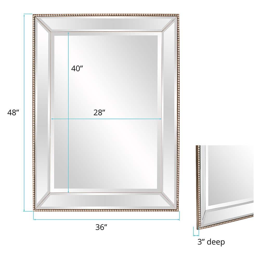 Elegant Roberto Rectangular Bronze & Silver Beaded Wall Mirror