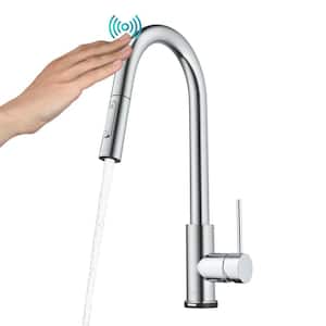 Oletto Single Handle Touch Pull Down Sprayer Kitchen Faucet in Polished Chrome