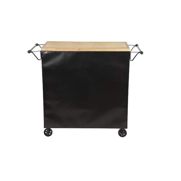 Litton Lane Black Metal Industrial Kitchen Cart 43610 The Home Depot