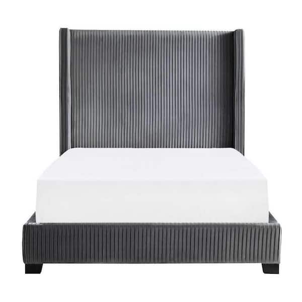 EVERGLADE HOME Cordlia Dark Gray Full Upholstered Panel Bed