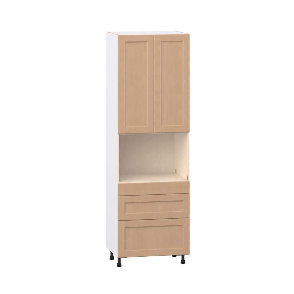 Lakewood 30 in. W x 24.5 in. D x 94.5 in. H Shaker Assembled Pantry Micro Kitchen Cabinet with 3-Drawers in Sugar Cookie