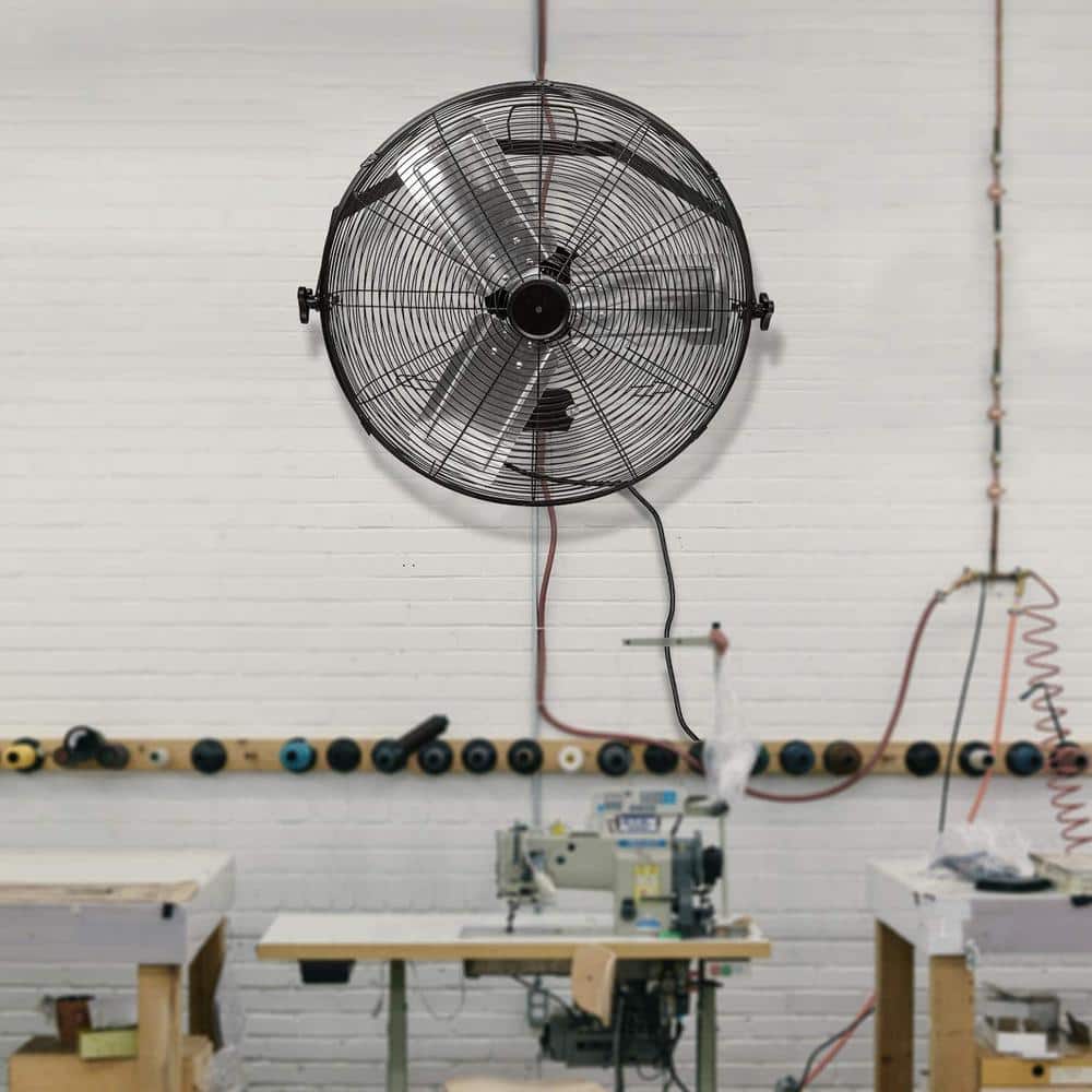 24-Inch Black Industrial Wall Mount Fan with Aluminum Blades