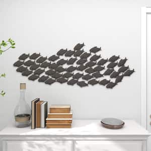 53 in. x  20 in. Metal Dark Brown Fish Wall Decor