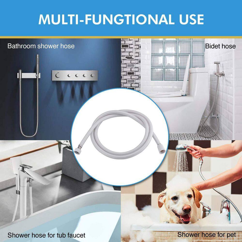 Extra Long White PVC Anti-Kink Shower Hose with Brass Core