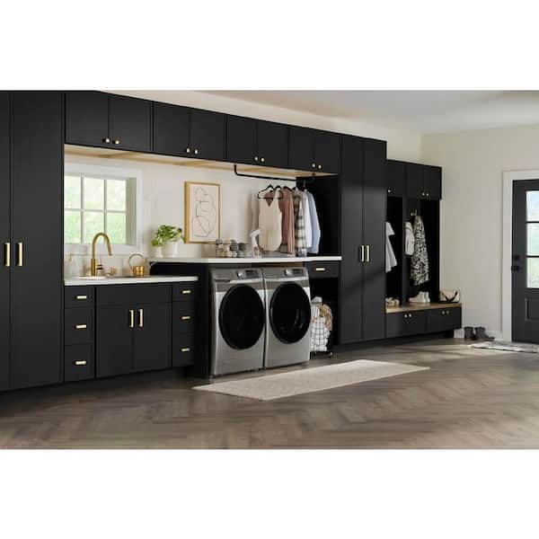 Leyton 24 in. W x 24 in. D x 84 in H Ready To Assemble Plywood Slim Shaker Utility Pantry Kitchen Cabinet in Raven Black