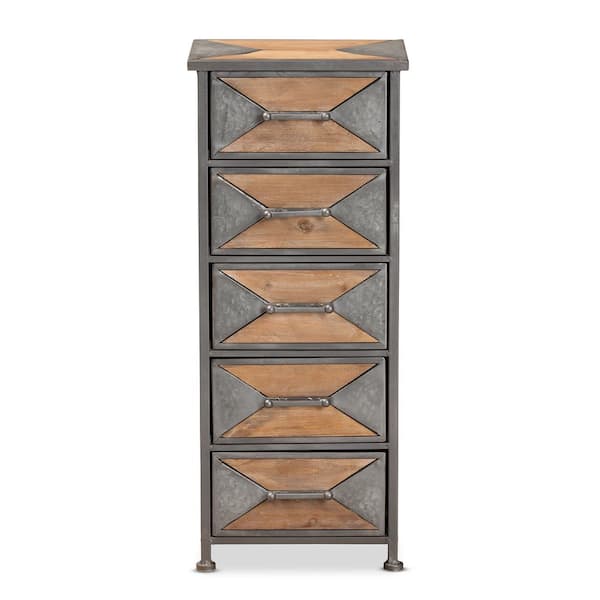 Baxton Studio Laurel Grey and Oak Brown Accent Cabinet