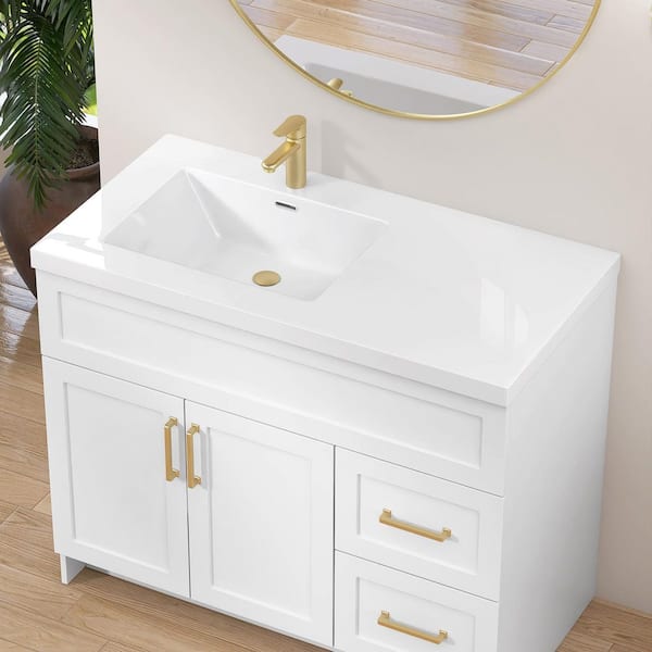 Zeafive Tor 42 in. W x 22 in. D Solid Surface Cultured Marble