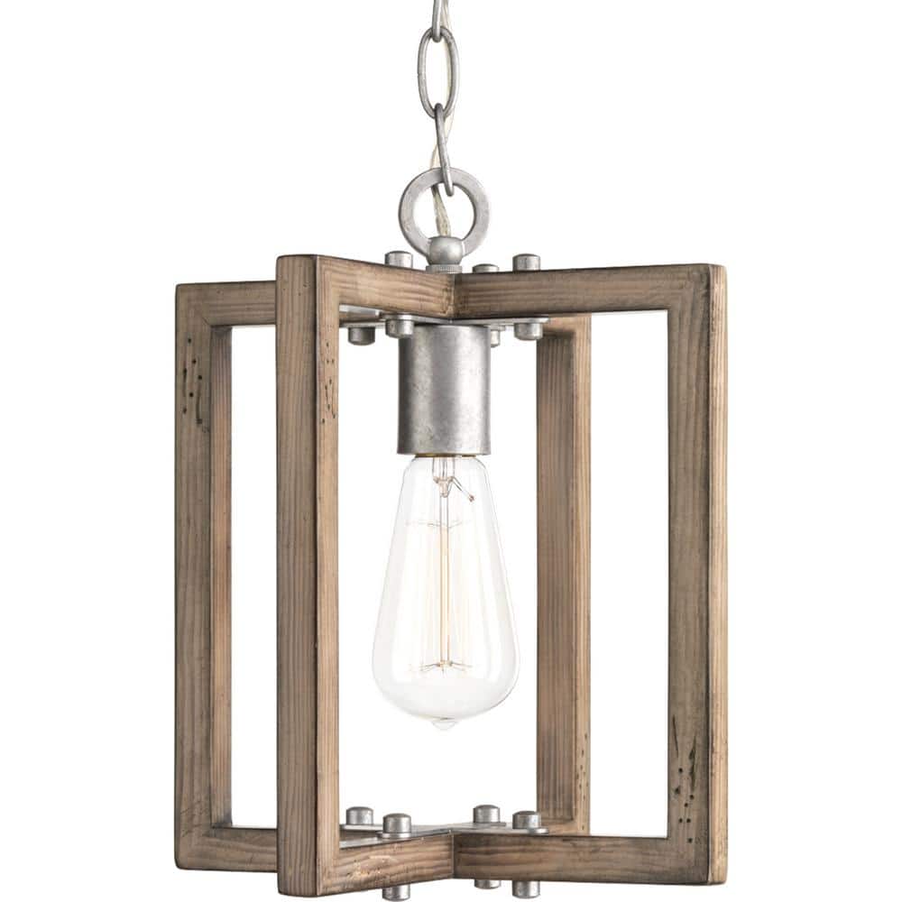 Turnbury Galvanized Steel and Wood Mini Pendant Light