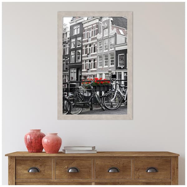 Marred Silver Wood Picture Frame Opening Size 20 x 30 in.