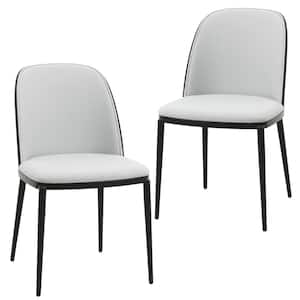 Tule Modern Black/Platinum Blue Dining Side Chair with Velvet Seat and Steel Frame (Set of 2)