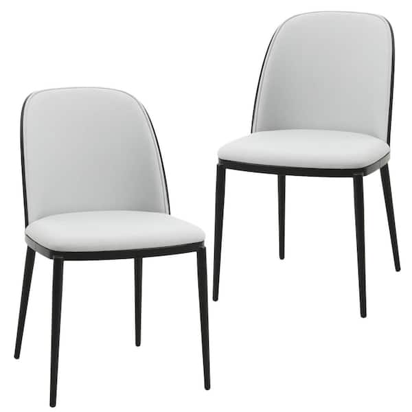 Leisuremod Tule Modern Black/Platinum Blue Dining Side Chair with Velvet Seat and Steel Frame (Set of 2)