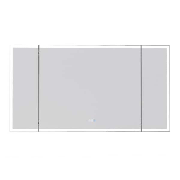 66 in. W x 36 in. H Rectangle Framed Wall Mounted Bathroom Vanity Mirror in Metal with Light and Monitor