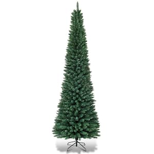 8 ft. Unlit Pencil Artificial Christmas Tree Slim Stand Green