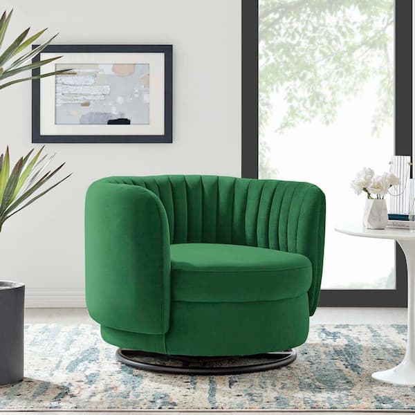 MODWAY Embrace Emerald Tufted Performance Velvet Swivel Chair EEI