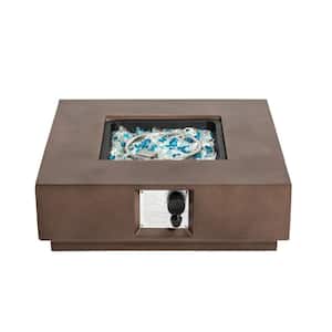 Brown Square Concrete Outdoor Propane Fire Pit Table