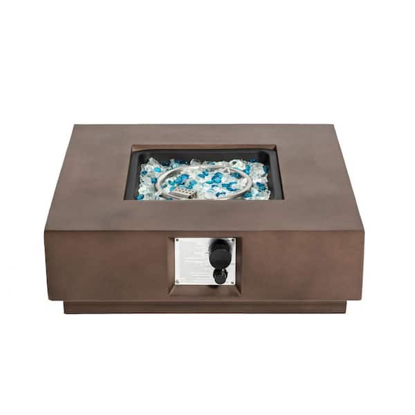 Tidoin Brown Square Concrete Outdoor Propane Fire Pit Table