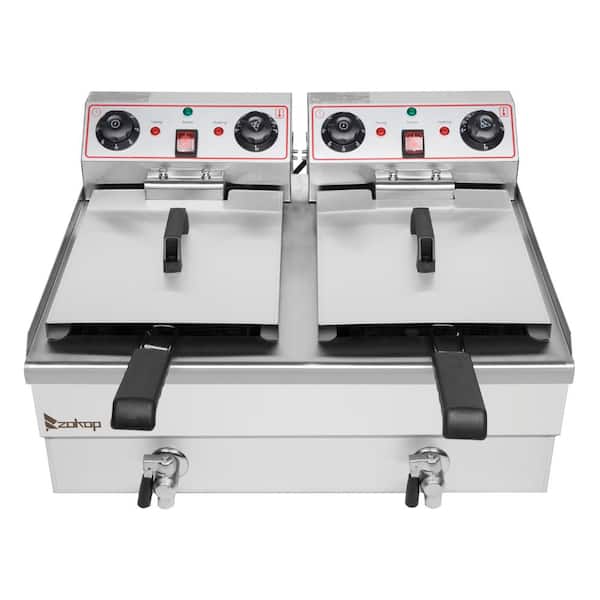 Karl home 16.9 qt. Stainless Steel Single Tank Deep Fryer with Faucet