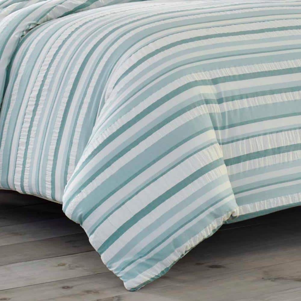 Blue and White Cotton Reversible Full Sham Set