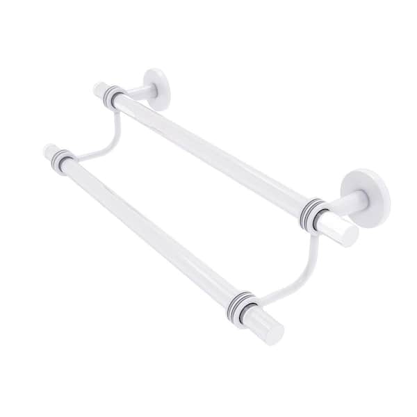 Allied Brass Clearview Collection 24 in. Wall Mounted Double Towel Bar with Dotted Accents in Matte White